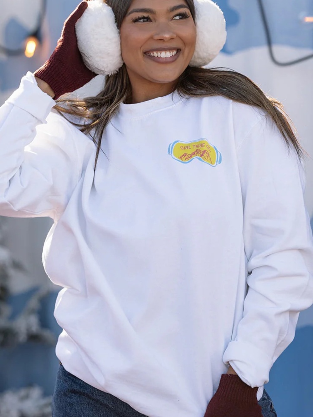 Girl Tribe Co Shredding Season Crew Neck Sweatshirt Ski Snowboard Pullover